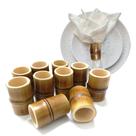 Kit 10 Suporte Porta Guardanapo Anel de Bambu Natural para Decoração de Mesa Festa Jantar Modelo com Nó Artesanal