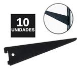 Kit 10 Suporte Trilho Para Prateleira Duplo Aço Preto 37cm