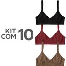 Kit 10 Sutiã Reforçado de Sustentação Básico Com Alça Larga Lingerie Feminina