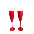 Kit 10 Taças champanhe Vermelha leitosa 180ml festa acrilico