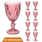 Kit 10 Taças Diamante Copos de Vidro Lilás Bico De Jaca 300ml