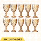 Kit 10 Taças Vidro Diamante Metalic 330ML Ambar Bico De Jaca