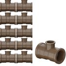 Kit 10 Te Curto Soldável 90 Graus PVC Marrom Canos Tubos Para Água Fria De 1/2 Polegadas 20mm Tigre
