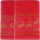 Kit 10 Toalha de Rosto Feliz Natal 90% Algodão 400g/m² 45x68cm Bene Casa Vermelho