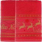 Kit 10 Toalha De Rosto Feliz Natal 90% Algodão 400g-m² 45x68cm Bene Casa Vermelho