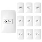Kit 10 Tomada Simples 10a 4x2 Linha Home Branco Com Placa Blux
