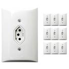 Kit 10 Tomada Simples 2p+t 10A Com Placa Espelho Branco Bivolt Com Inmetro 127V e 250V