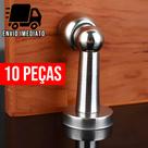 Kit 10 Trava Porta Magnético de Aço Inox Slim Cromado Prendedor com Imã e Fixador Parafusado