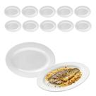 Kit 10 Travessa Bandeja Oval Rasa Opaline Branco 35cm Servir
