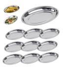 Kit 10 Travessa Oval Inox Funda Parmegiana Arroz 30cm