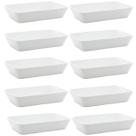 Kit 10 Travessas de Porcelana Lines para Restaurante Buffet Retangular Servir Branca