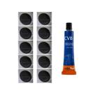Kit 10 un remendo reparo 30 mm câmara de ar bike moto + Cola