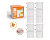 Kit 10 Uni Painel Slim Led 24w Plafon Embutir 30x30cm Quadrado Brancoquente 3000k Llumm Bronzearte