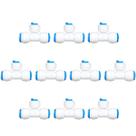 Kit 10 União T 3 Vias 1/4" com Engate Rápido para Osmose Reversa Alta Resistência