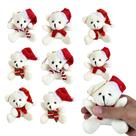 Kit 10 Ursinho de Natal Branco Cachecol Urso Pelúcia Pequeno