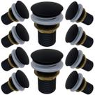 Kit 10 Válvula Ralo Click 1.1/4 Metal Pia e Cuba Preto Fosco