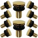 Kit 10 Válvula Ralo Click Luxo 7/8 Metal Pia e Cuba Dourada