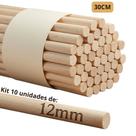 Kit 10 Varetas Madeira Pinus 12mm Poleiro Cavilha Bastão Para Artesanato Macramê Banner