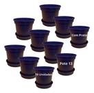 Kit 10 Vaso Plástico Pote 13 800ml + 10 Pratos Plástico 11cm - - Preto