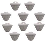 Kit 10 Vasos Meia Lua Parede Branco Plástico Texturizado
