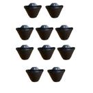 Kit 10 Vasos Meia Lua Parede Preto Plástico Texturizado