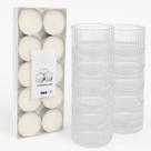 Kit 10 Velas Rechaud com 10 Castiçais Vidro Transparente
