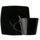 Kit 10 Xícaras de Café com Pires 90ml Porcelana Germer Preta Oriental Cafezinho