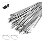 Kit 100 Abraçadeira Aço Inox reforçada Metal 150mm X 4.6 para mangueiras tubos cabos dutos Kit 100 Abraçadeira Aço Inox reforçada Metal 150mm X 4.6 para mangueiras tubos cabos dutos