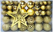 Kit 100 Bolas de Natal Douradas Lisas Foscas e Glitter Decoração Completa Árvores e Festas