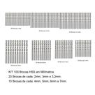 Kit 100 Brocas Aço Rapido 2 mm a 7 mm HSS DIN338 FERTAK Kit 100 Brocas Aço Rapido 2 mm a 7 mm HSS DIN338 FERTAK