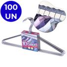 Kit 100 Cabide Slim Aço Reforçado Para Loja Arara Roupa Calça Camisa Camiseta Vestido Blusa Guarda Roupa Closet Cromado Arthi