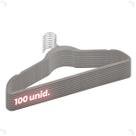 Kit 100 Cabides 45cm Veludo Cinza Slim Antideslizante Roupa
