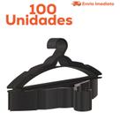 Kit 100 Cabides Pretos de Polipropileno Reforçado Alta Durabilidade para Lojas e Uso Doméstico