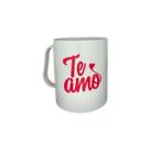 Kit 100 Canecas Te Amo Plástico Branco 450ml