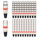 Kit 100 Conectores XLR 50 Macho 50 Fêmea Voik XLRRED Metal Vermelho