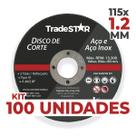 Kit 100 Discos De Corte Metal Inox 115x1,2mm Esmerilhadeira