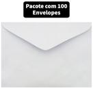 Kit 100 Envelopes Carta Branco 114x162mm Branco Sem Rpc