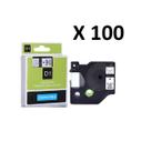 Kit 100 Fitas Compatível Dymo D1 45013 Branca 12mm