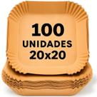 Kit 100 Formas Quadrada De Airfryer Descartável Antiaderente De Papel Manteiga Cozinha 20x20x4,5cm