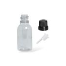 Kit 100 Frasco Pet 30ml Gotejador com Tampa Lacre Preta