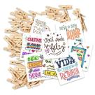 Kit 100 Frases motivacionais para drink 5x5cm com pregador Kit 100 Frases motivacionais para drink 5x5cm com pregador