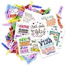 Kit 100 Frases para drink motivacionais 5x5cm com pregador Kit 100 Frases para drink motivacionais 5x5cm com pregador