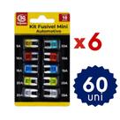 Kit 100 Fusíveis Mini Automotivos 5A 10A 15A 20A 25A 30A Universal