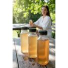 Kit 100 Garrafas PET 300ml Transparentes c/ Tampa Preta Lacr
