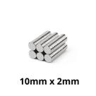Kit 100 Imã Neodímio Disco Magnético N35 10x2 mm Super Forte Potente Redondo