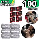 Kit 100 Lâminas Para Barbear Profissional Inox Resistente Gilette Barbeiros Lord Platinum