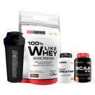 Kit 100% Like Whey Pure Protein 1,8kg + Power Creatina 100g + BCAA 100g Tangerina + Coqueteleira - Bodybuilders