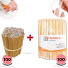 Kit 100 Lixas de Unha Mini + 100 Palitos Manicure Pedicure Descartável