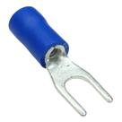 Kit 100 Peças Terminal Conector Elétrico Forquilha Garfo Pré Isolado Azul Cabos 1,0mm a 2,5mm M4