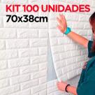 Kit 100 Placas Autocolante 3D Parede Tijolo Branco Lavável Fácil Instalação Impermeável